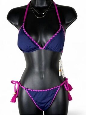 Lucky Brand Navy Bikini with Hot Pink Trim